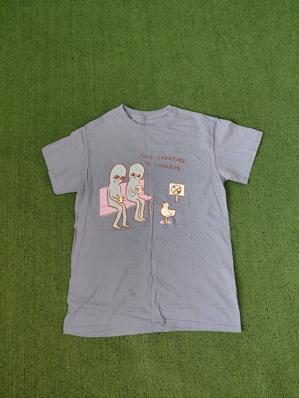 Strange Planet Lawless Creature Aliens Funny Unisex Periwinkle T Shirt Sz Small